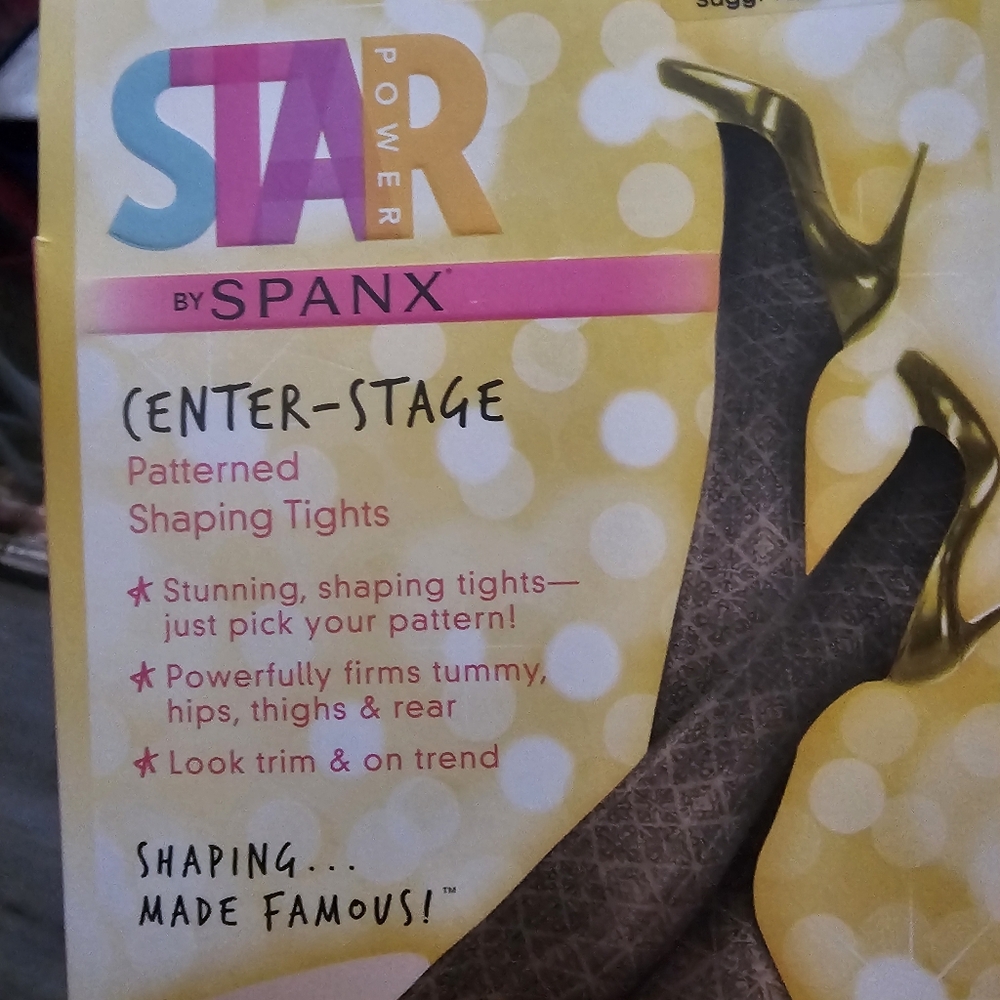 SPANX - Star Power By Spanx CENTER-STAGE Patterned Shaping Tights Size B New Pkg